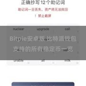 Bitpie安卓版 比特派钱包支持的所有稳定币一览