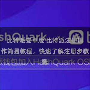 比特派安卓版 比特派注册操作简易教程，快速了解注册步骤