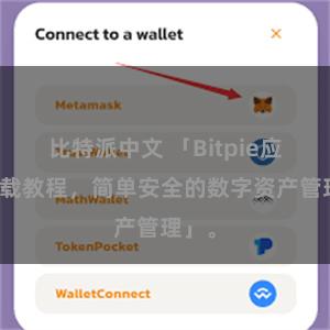 比特派中文 「Bitpie应用下载教程，简单安全的数字资产管理」。