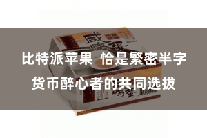比特派苹果  恰是繁密半字货币醉心者的共同选拔